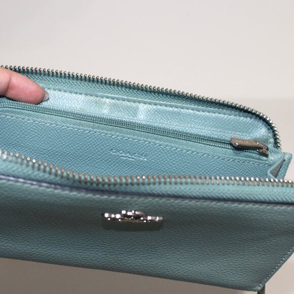 Coach Accordion Zip Wallet Aquamarine Green Blue - Picture 8 of 10